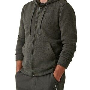 BASS OUTDOOR Big Boy Zero Day Sherpa-Lined Hoodie Sweatshirt Olive green L 14-16